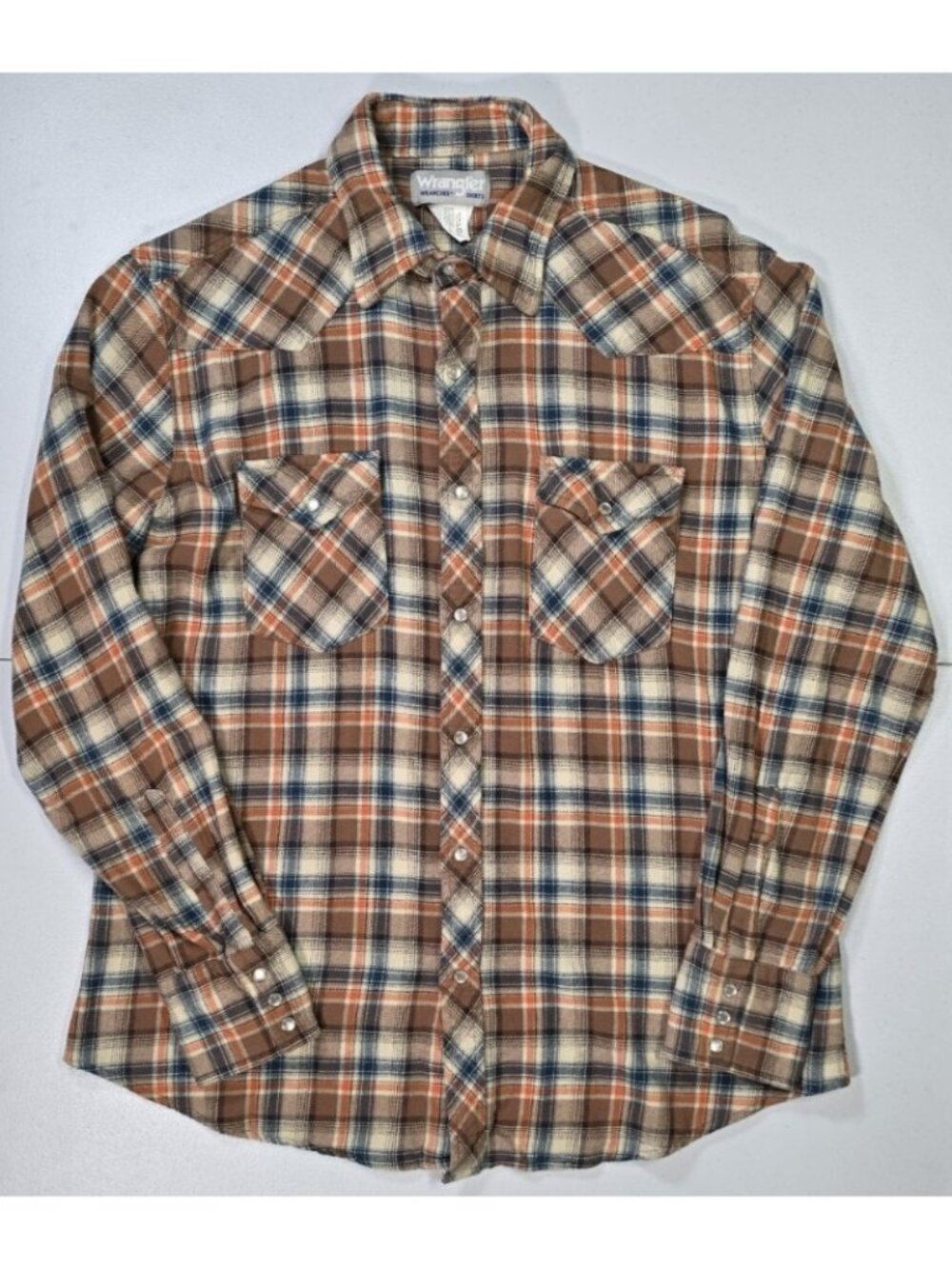 Wrangler Wrancher Pearl Snap Long Sleeve Flannel Shirt Outdoor Chore Women's L